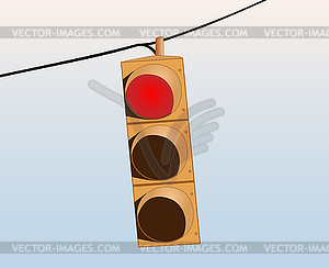 Traffic lights on wire - vector clipart