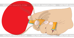 Hand with tennis racket - vector clipart