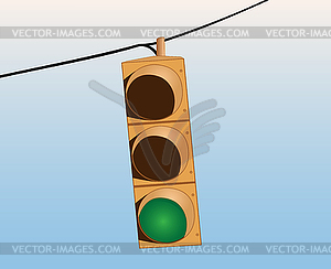Traffic lights on wire green - vector EPS clipart