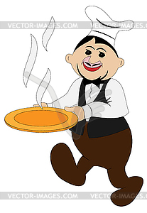 Cook with dish - vector image