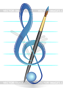 Brush and treble clef - vector clipart