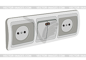 Block of sockets and the switch - vector clipart / vector image