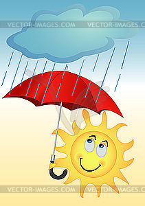 Sun under an umbrella - vector clipart