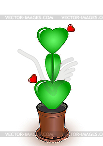 Cactus with flowers hearts - vector image