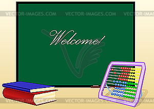 School board and books and abacus - vector clip art