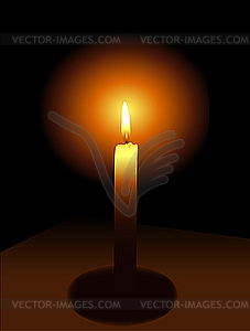 Горящая свеча во тьме - иллюстрация в векторном формате