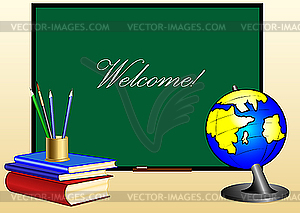 School board, books and the globe - vector clip art