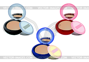 Three boxes of powder different colours - vector clipart