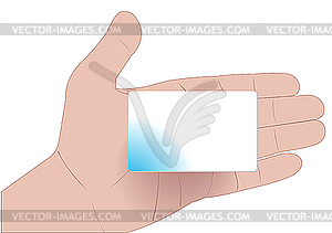 Hand with blank card - vector image