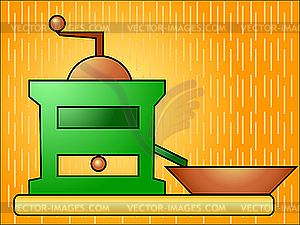 Coffee grinder with saucer - vector clipart