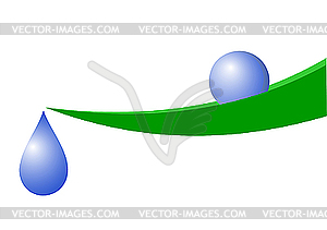 Лист и капли воды - стоковый клипарт