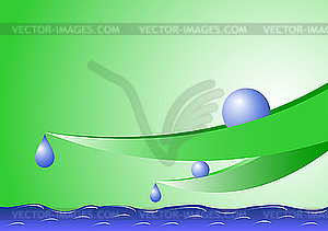 Leaves and water droplets - color vector clipart