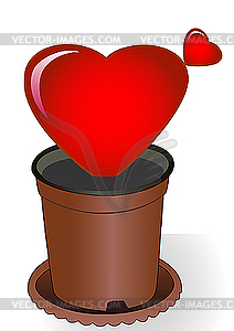 Heart in flowerpot - vector image