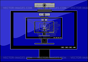 Monitor with the web camera in the monitor - vector clip art