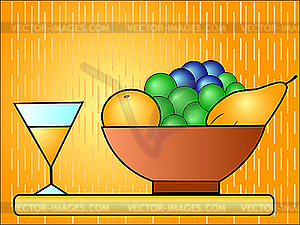 Vase with fruit - vector clipart / vector image