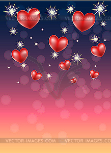 Romantic background with hearts - vector image