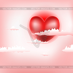 Heart in clouds - royalty-free vector clipart