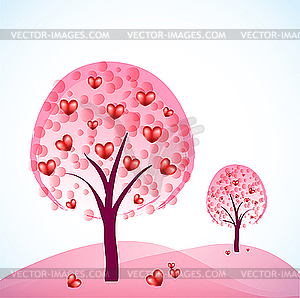 Trees with hearts - vector clipart