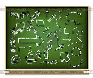 Arrows on blackboard - vector clipart