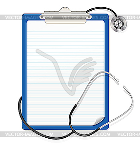 Stethoscope on clipboard - vector image