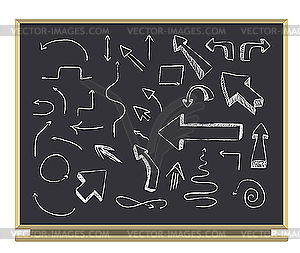 Arrows on blackboard - vector image