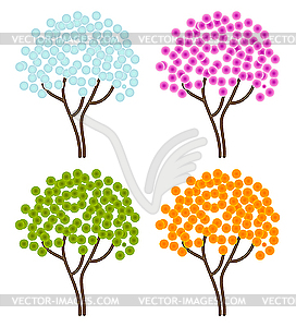 Four season trees - vector clip art