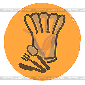 Chef hat and utensils - royalty-free vector clipart