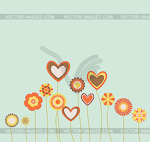 Abstract flowers and hearts - stock vector clipart