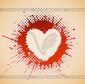 Heart on grunge spots - vector image