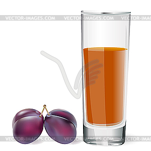 Plums and glass - vector clip art