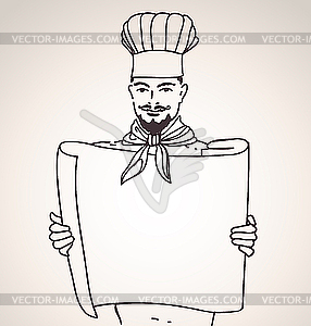 Chef with menu - vector clipart / vector image