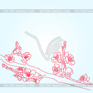 Background with sakura flowers - vector clip art