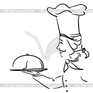 Chef with plate - vector clipart