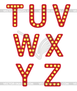 Алфавит заглавные буквы, установленные с ретро-фонари - рисунок в векторном формате