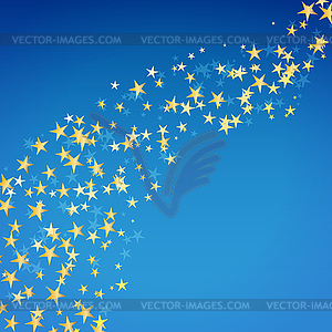 Golden star flowing over night background - royalty-free vector image