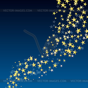 Golden star flowing over dark blue night background - vector clipart