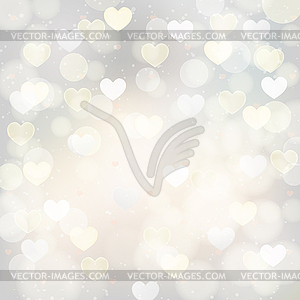 Abstract silver background with transparent hearts - vector image