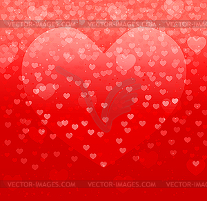 Abstract background with falling hearts on red - vector clip art