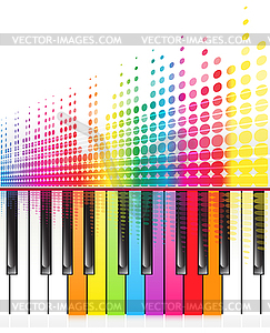 Rainbow keys of piano and sound waves lines - vector EPS clipart