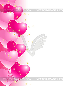 Heart balloons border background with stars - vector clip art