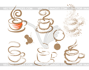 Coffee cups made of stains - vector image