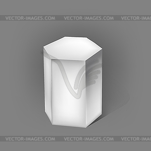 White hexagonal prism on grey - vector clip art