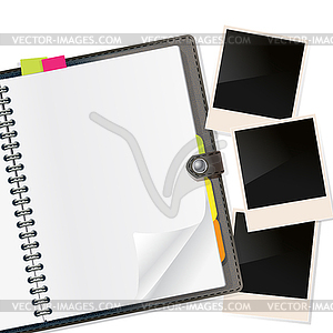 Photo frames on open diary  - vector clipart / vector image