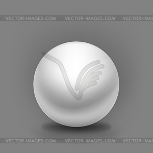 Simple white sphere with shadow on grey - vector image