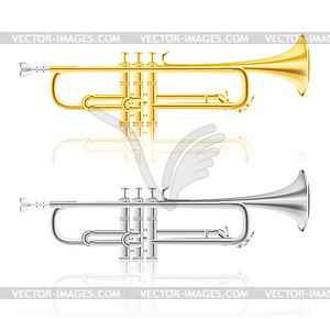 Golden and silver trumpet - vector EPS clipart