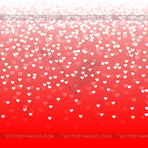 Abstract red background with falling hearts - vector image