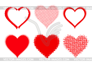 Set of halftone hearts  - vector clipart