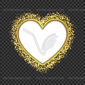 Белое сердце кадр с блестящими золотыми transparen - векторизованное изображение