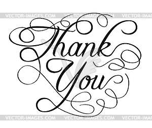 Thank you words with swirls - vector clip art