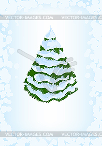 Spruce in snow drawing background - vector image